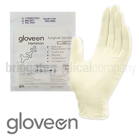 Gloveon Hamilton Latex Surgical Gloves Sterile Pair Size Powder Free