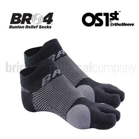 OS1st BR4 Bunion Relief Sock Black Medium Pkt 2 (US M:6.5-9.5 W:7.5-10)