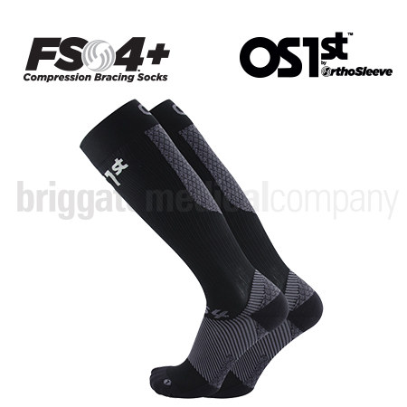 FS4+ Closed Toe Compression Sock Black MEDIUM Pkt 2 (US M:6-9.5 W:7-10.5)