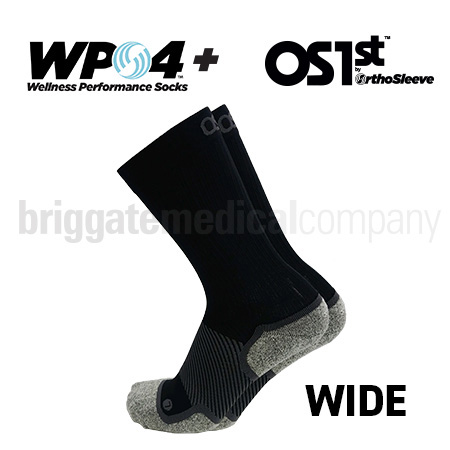 OS1st WP4+ Socks WIDE Crew Black Medium Pair
