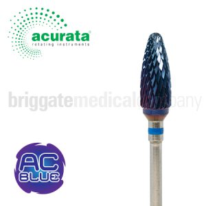 Acurata Tungsten Burr Medium Cut/Cone with AC-Blue coating