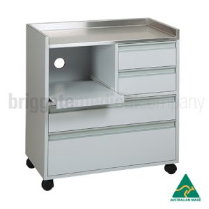 Silver Milpara Cabinet - Drill Slider on Left with Stainless Steel Top