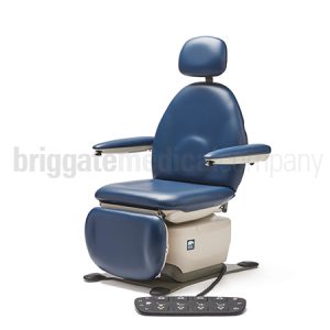 MTI 550 Podiatry Chair with Knee Break in Blue Seamless Upholstery 325kg Rated Lift Capacity