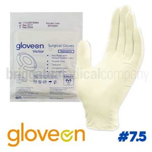 GloveOn Victor Surgical Gloves WHITE Sterile PAIR Size 7.5 Powder Free, Polyisoprene (Non-Latex)
