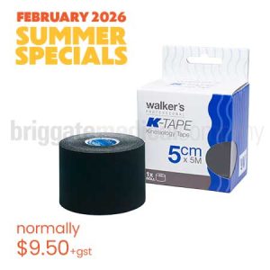 Walker's K-Tape Black 5cm x 5M Roll