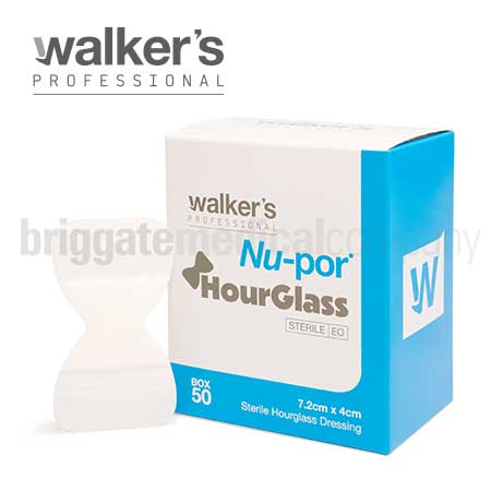 Walker’s Nu-Por Sterile HourGlass Dressing 7.2cm x 4cm Box 50