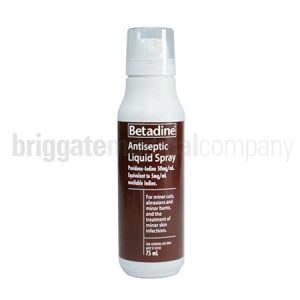 Povidone-Iodine Antiseptic Spray 75ml Bottle (Riodine & Betadine Are Brands of Povidone-Iodine)