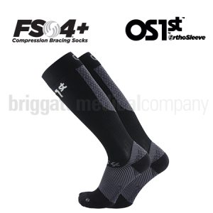 OS1st FS4+ Closed Toe Compression Bracing Sock Black MEDIUM Pkt 2 (US M:6-9.5 W:7-10.5)