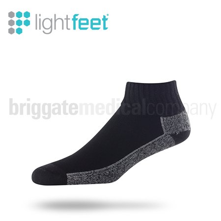 Lightfeet Diabetic Socks Mini Crew Black LARGE (W:12+ M:11-14) Pair