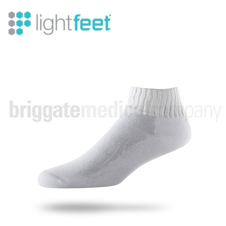 Lightfeet Diabetic Socks Mini Crew White LARGE (W:12+ M:11-14) Pair