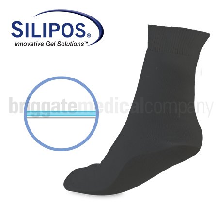 Silipos 1708 Diabetic 2mm Gel Socks - Large Black Pair (Fits US Size 10-13)