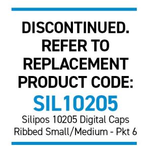 Silipos 6506 BLUE Digital Caps - Ribbed S/M Pkt 6 Anti-Bacterial with Silver
