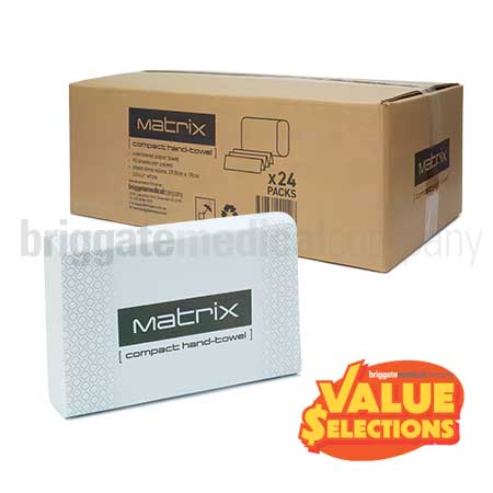 Matrix Interleaved Compact Hand-Towel CARTON OF 24 Packs of 90 (29.5cm x 19cm)