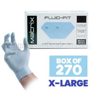 Matrix Fluid-Fit Nitrile Gloves - X-LARGE Box 270 (Colour: Sky Blue)