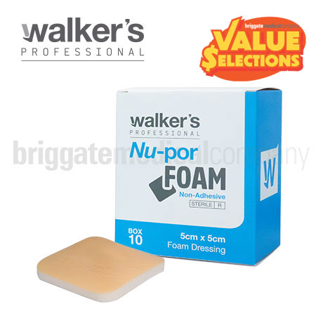 Walker's Nu-Por Foam Dressing (Non-Adhesive) 5cm x 5cm Box 10