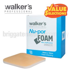 Walker's Nu-Por Foam Dressing (Non-Adhesive) 10cm x 10cm Box 10