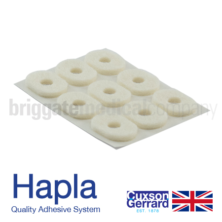 Hapla Felt Oval Corn Pads 3mm Pkt 36 (4 Sheets of 9 Adhesive Pads)