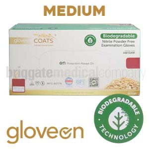 GloveOn Coats BIODEGRADABLE Nitrile Powder-Free Gloves MEDIUM Box 200