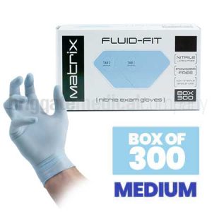 Matrix Fluid-Fit Nitrile Gloves - MEDIUM Box 300 (Colour: Sky Blue)