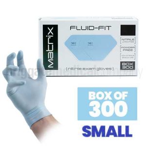 Matrix Fluid-Fit Nitrile Gloves - SMALL Box 300 (Colour: Sky Blue)