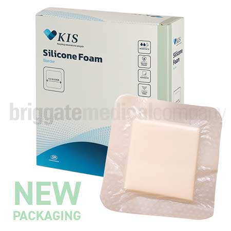 KIS Silicone Foam Dressing 10cm x 10cm Box 10 (with Adhesive Border)