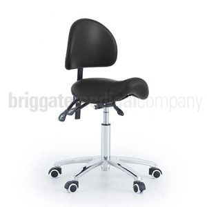 Saddle Stool with Backrest - Black