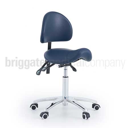 Saddle Stool with Backrest - Navy Blue