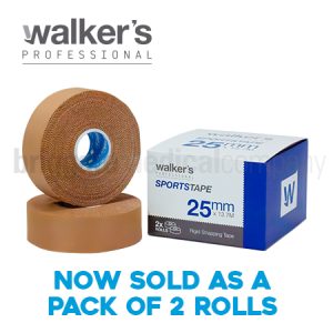 Walker's Premium Rigid Sportstape - Tan  25mm x 13.7m Box of 2 Rolls