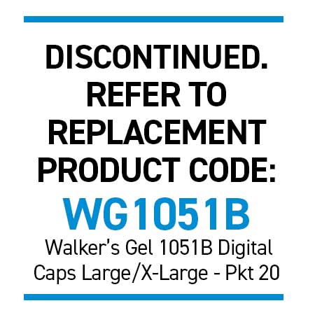Walker's 3305 Gel Digital Cap Ribbed L/XL Pkt 20