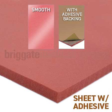 Poron 6.4mm Slow Recovery Red WITH ADHESIVE BACKING 1370mm x 300mm Sheet