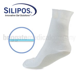 Silipos 1701 Diabetic 2mm Gel Socks - Small White Pair (Fits US Size 7-9)