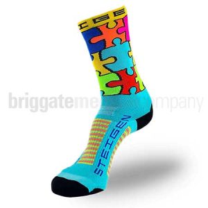 Steigen Performance Running Socks THREE-QUARTER LENGTH Jigsaw Pair