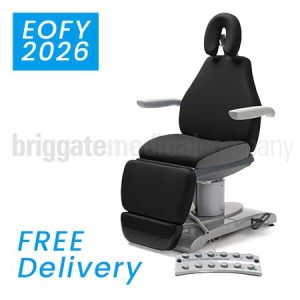 Callisto 240HD Gen2 Podiatry Chair in Black Upholstery with 240kg Rated Lift Capacity