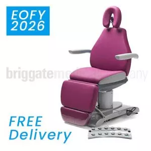 Callisto 240HD Gen2 Podiatry Chair in Fucshia Upholstery with 240kg Rated Lift Capacity