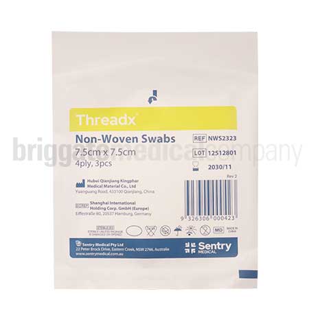 ThreadX Sterile Non-Woven Gauze Swabs 7.5cm x 7.5cm Pkt 50 (3 pieces per pkt)