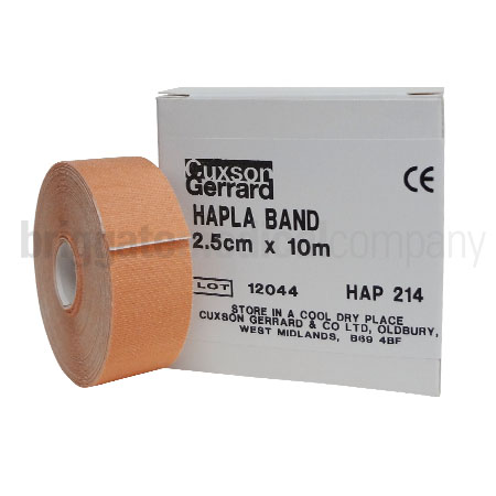 Hapla-Band Elastic Tape 2.5cm x 10m Roll Tan/Flesh