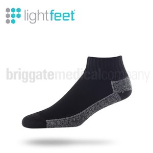 Lightfeet Diabetic Socks Mini Crew Black MEDIUM (W:9.5-11.5 M:8.5-10.5) Pair