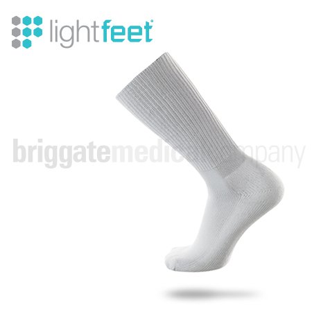 Lightfeet Diabetic Socks Crew White MEDIUM (W:9.5-11.5 M:8.5-10.5) Pair