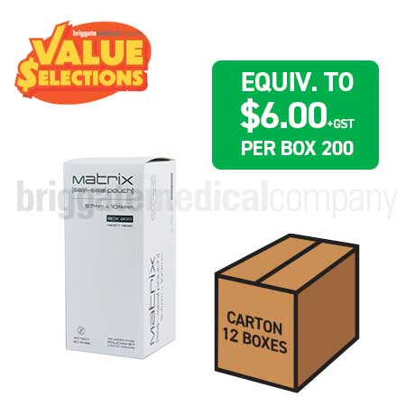Matrix Self-Seal Pouches 57 x 104mm CARTON OF 12 BOXES OF 200 POUCHES