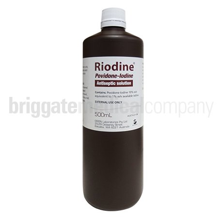 Povidone-Iodine Antiseptic Solution 10% 500ml (Riodine & Betadine Are Brands of Povidone-Iodine)