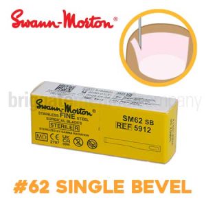Swann Morton Single-Bevel Size 62 Fine Blades Box 25