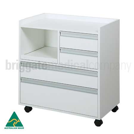 White Milpara Cabinet - Drill Slider on Left
