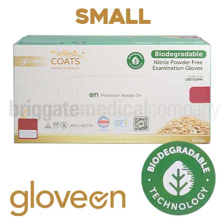 GloveOn Coats BIODEGRADABLE Nitrile Powder-Free Gloves SMALL Box 200