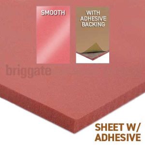 Poron 6.4mm Slow Recovery Red WITH ADHESIVE BACKING 1370mm x 300mm Sheet