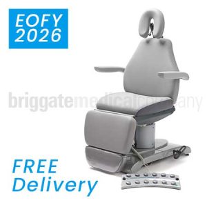 Callisto 240HD Gen2 Podiatry Chair in Platin Grey Upholstery with 240kg Rated Lift Capacity