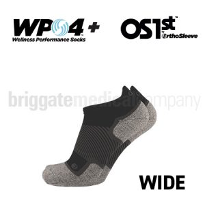 OS1st WP4+ Wellness Performance Socks WIDE No Show Black Medium Pair