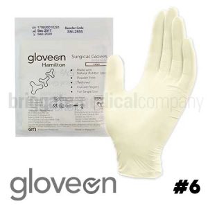 GloveOn Hamilton Latex Surgical Gloves Sterile PAIR Size 6 Powder Free