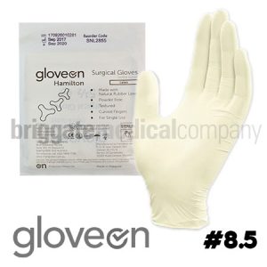 GloveOn Hamilton Latex Surgical Gloves Sterile PAIR Size 8.5 Powder Free