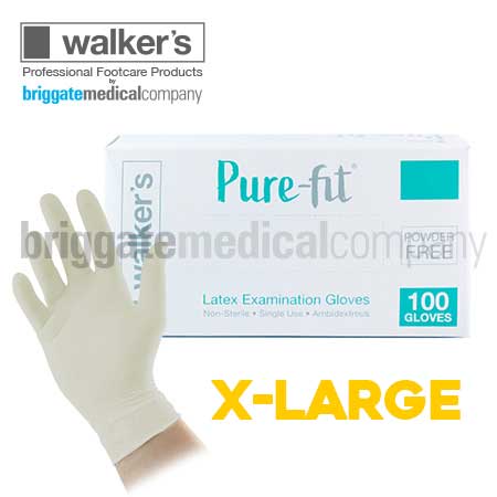 Walker's Pure-Fit Latex Gloves - P/Free X-LARGE Box 100