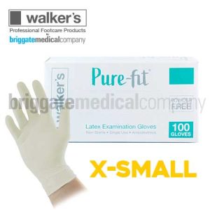 Walker's Pure-Fit Latex Gloves - P/Free X-SMALL Box 100